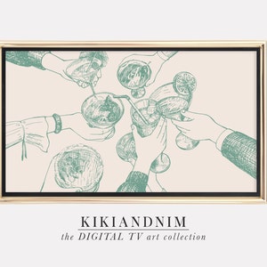 Samsung frame tv-kunst | mintgroene kunst voor frame tv | schattige frame tv-kunst | barwagen decor | de frame tv-kunst | kikiandnim | digitaal downloaden