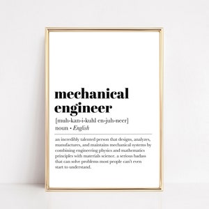 mechanical engineer definition print | mechanical engineer gifts | gift for engineers | engineer office decor | grad gift | digital download