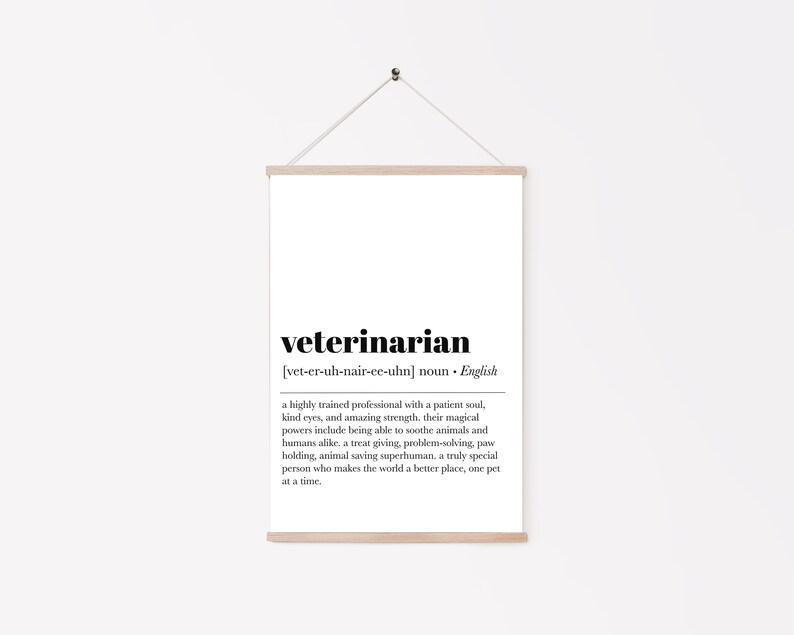 Veterinarian Definition Print Veterinarian Gift Etsy