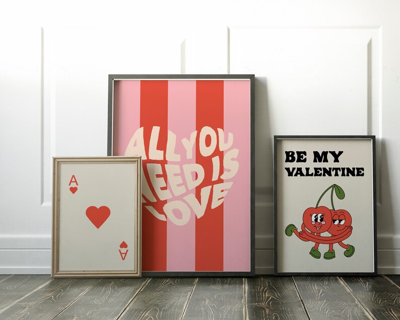 Retro Valentines Printable Be My Valentine Trendy Retro - Etsy