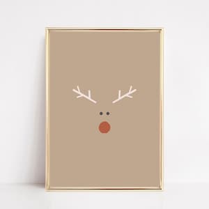 neutral christmas decor | boho christmas decor | minimalist christmas printable wall art | reindeer print | holiday art | digital download