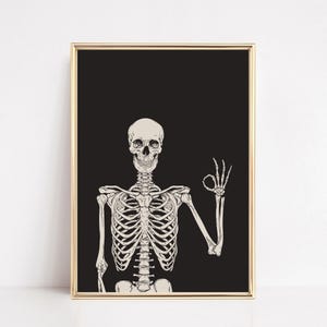 Wydruk ze szkieletem | dekoracja na Halloween | wydruk na ścianę z motywem Halloween | plakat z Halloween | wydruk z Halloween | sztuka z Halloween | pobieranie cyfrowe