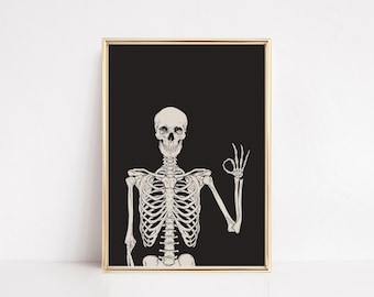 skeleton art print | halloween decor | halloween printable wall art | halloween poster | halloween print | halloween art | digital download