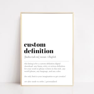 custom definition print personalized gift definition wall art custom gifts custom wall art custom word print digital download image 1