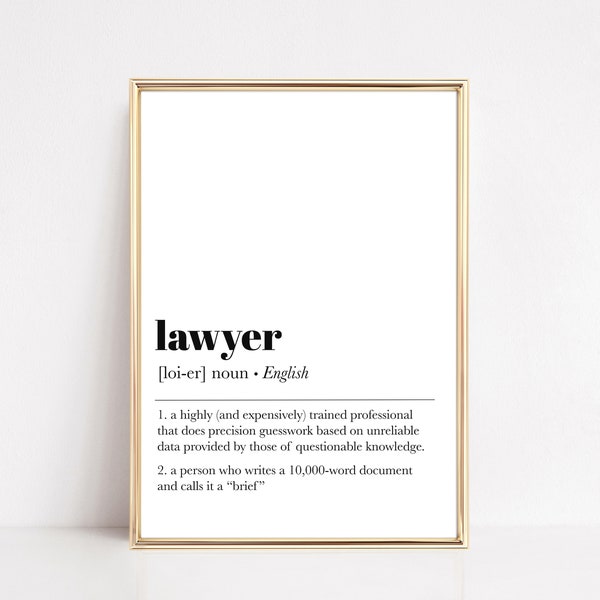 lawyer definition print | law office wall art | office decor | funny lawyer print | gift for lawyer | law school graduation | digital print