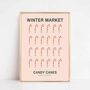 pink christmas decor | flower market print | christmas wall art | candy canes | modern holiday decor | kikiandnim | printable wall art