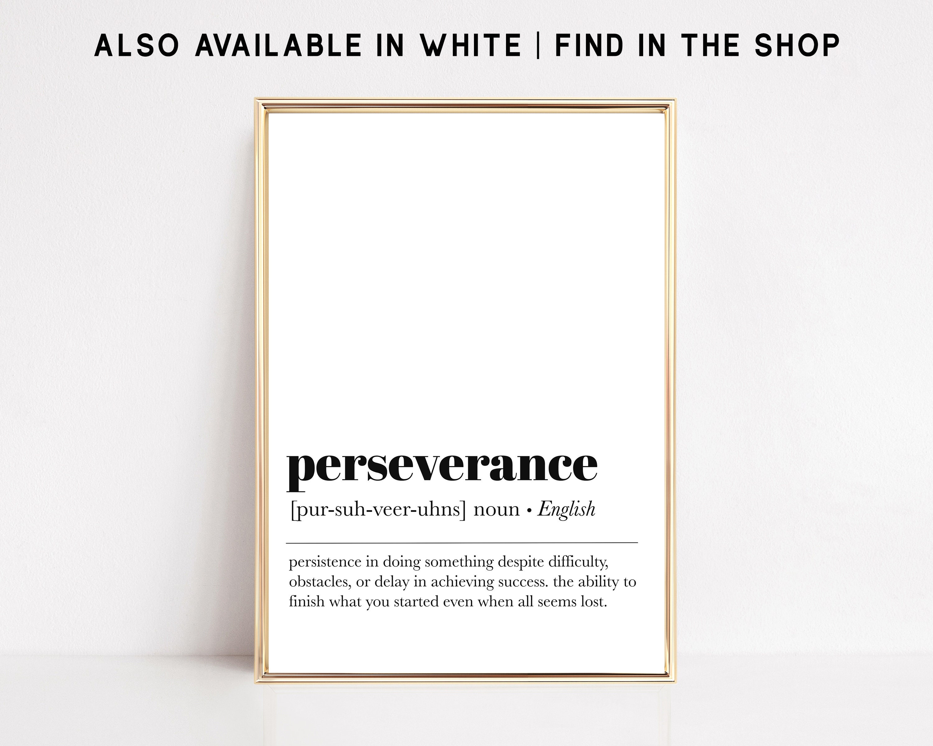 Perseverance definition printable wall art office wall art Etsy