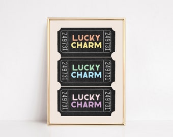 lucky charm ticket print | rainbow wall art | cute st. patrick's day decor | modern st. patty's day art | kikiandnim | printable wall art