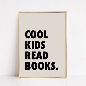 enfants cool lisent des livres | coin lecture pour enfants | décoration murale salle de jeux | décoration de la classe | affiche d&#39;école à la maison | kikiandnim | art mural imprimable