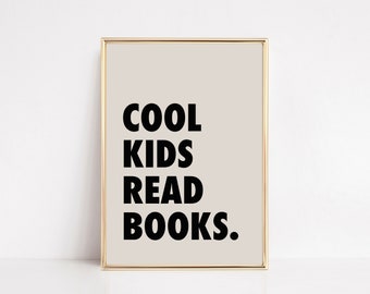 cool kids read books | kids reading nook | playroom wall decor | classroom decor | homeschool poster | kikiandnim | printable wall art