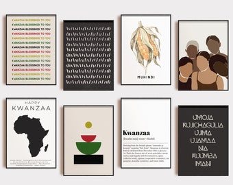 kwanzaa decorations | 16 kwanzaa PRINTABLES | kwanzaa posters | african american wall art | holiday decor | kikiandnim | printable wall art