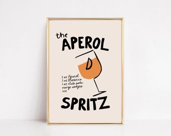 aperol spritz print | bar cart decor | summer kitchen poster | dining room wall art (digital download)
