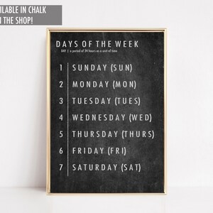 Days of the Week Poster | Classroom Decor | Educational Print ...