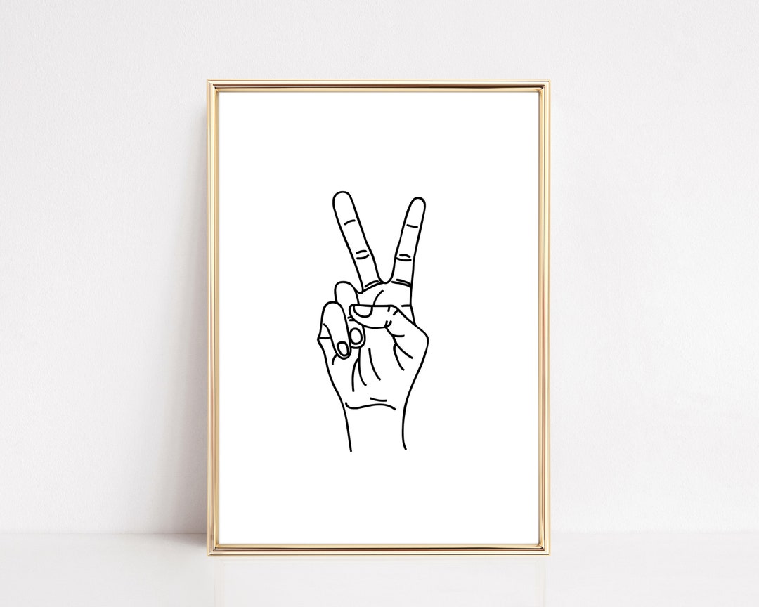 Peace Sign Neutral Peace Sign Print | Printable Wall Art | Black and White Minimalist ...