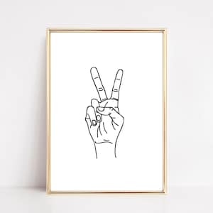 peace sign print | printable wall art | black and white minimalist printable | neutral art print | line drawing | digital download