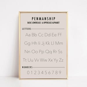 alphabet print and cursive writing chart set of 2 prints | homeschool decor | homeschool printable | alphabet poster set | digital download image 4