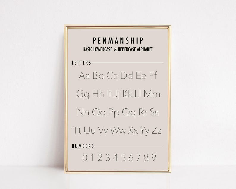 alphabet print and cursive writing chart set of 2 prints | homeschool decor | homeschool printable | alphabet poster set | digital download image 4