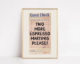espresso martini print | guest check print | preppy bar cart print | guest check poster | trendy bar cart decor | kikiandnim | digital print