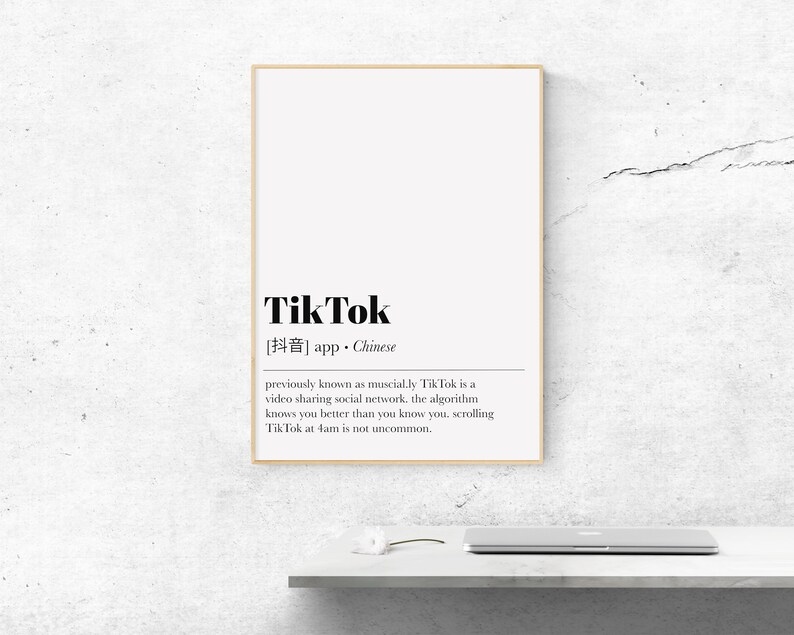Tik Tok Wall Art Dorm Room Decor Definition Print Funny Etsy