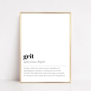 grit definition print | home office printable | motivational wall decor | office decor | dictionary art | modern decor | instant download