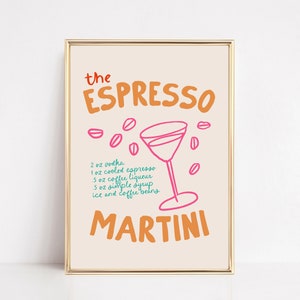 espresso martini art | bar cart decor | aesthetic bar cart print | colorful wall art | espresso martini print | kikiandnim | digital print