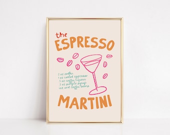 espresso martini art | bar cart decor | aesthetic bar cart print | colorful wall art | espresso martini print | kikiandnim | digital print