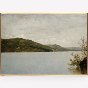 vintage lake painting | antique painting | beach print | vintage art prints | antique wall art | lake house painting | digital download