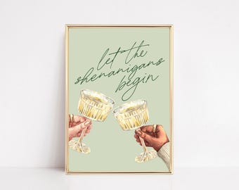 salbeigrün Wandkunst | Barwagen Druck | süßes st. patricks day decor | Barwagen Dekor | st. lebendige Kunst | kikiandnim | druckbare Kunst