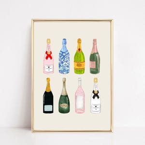 Kunstafdruk champagneflessen | Girly barwagendecor (digitale print)