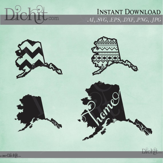 Alaska United States Outline Chevron Aztec Home Vector Package Etsy