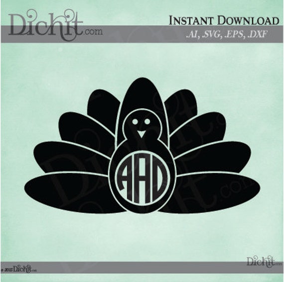 Download Thanksgiving Turkey Circle Monogram Design Frame Vector Svg Etsy