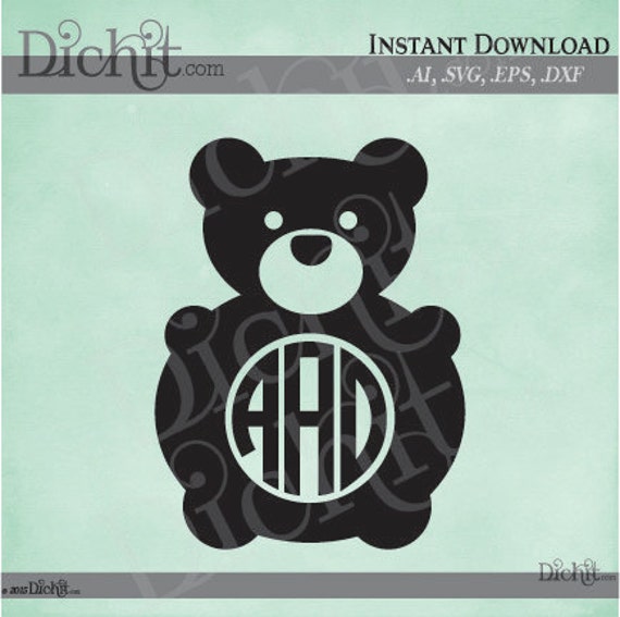 Download Teddy Bear Circle Monogram Design Frame Vector Svg Ai Dxf Etsy