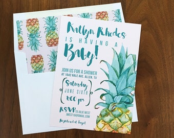 pineapple baby shower invitations tropical baby shower etsy
