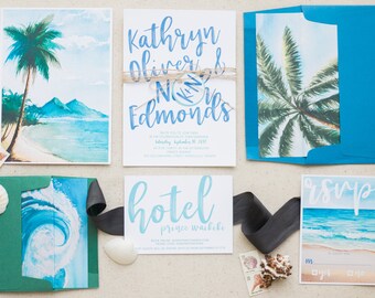 Destination Wedding Invitations, Tropical Wedding Invitations, Beach Wedding Invitation Suite, Invitation Set for Destination Wedding