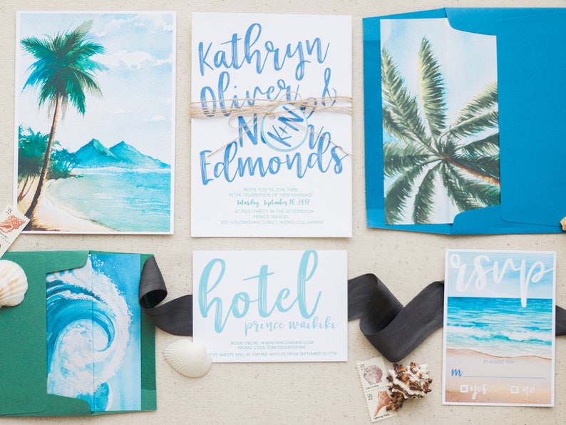 Destination Wedding Invitations Tropical Wedding Invitations Etsy