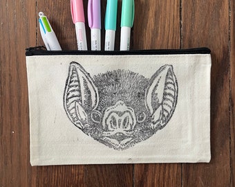 linoleum printed bat pouch