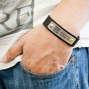 Personalized Green Leather Bracelet Hand Made in USA url Latitude Longitude GPS Coordinates Custom QR Code Coordinates text etc