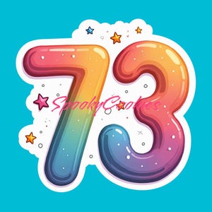3-Inch Sticker or Fridge Magnet | &#39;73&#39; in Kawaii Rainbow Style | Cute Ham Radio Sticker | Water-Resistant Decal for Laptops & Gear