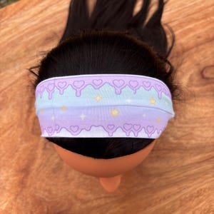 Pastel Slime Heart Headband – Kawaii Wide Elastic Hairband with Drippy Hearts