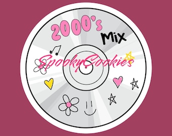 2000s Mix’ Burned CD Sticker – Retro Y2K Aesthetic Music Decal, Nostalgic Throwback StickerMagnet