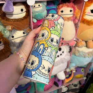 20oz Stainless Steel Skinny Labubu Tumbler | Cute Labubu Drinkware | Double-Walled Insulated Tumbler with Straw | Customizable Gift