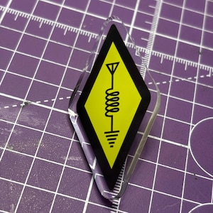 Ham Radio Symbol Acrylic Pin, Ideal for Amateur Radio Buffs - Radio Schematic Symbol - Geeky Science or Ham Radio Inspired Accessory