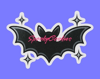 Glittery Bat Sticker | Goth Y2K Scene Kid Aesthetic | Glossy or Holographic StarsMagnet