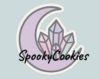 Crystal Cluster Moon Sticker Magnet – Pastel Crescent with CrystalsMagnet