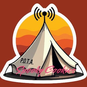 P.O.T.A. Amateur Ham Radio Camping Sticker or Fridge Magnet  | Parks on the Air Tent Design