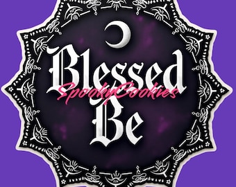Pegatina de 7,6 cm (3 pulgadas) / Diseño de mandala "Blessed Be" con luna / Adhesivo resistente al agua para portátiles, agendas y más.