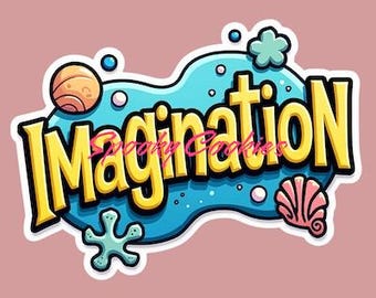 Imagination SpongeBob Style Nautical Quote Sticker - Funny Beach Quote, Nautical Vibes, Ocean-Inspired DesignMagnet