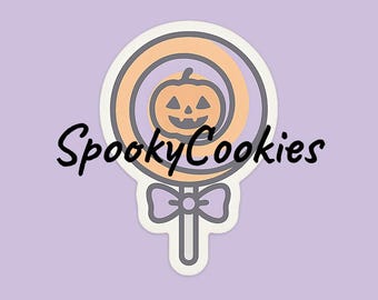 Pumpkin Lollipop Sticker Magnet – Pastel Swirl Kawaii Spooky CandyMagnet