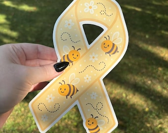 Bee Support Ribbon Sticker | Cute Honeybee Honeycomb Awareness Decal