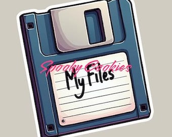Floppy Disk "My Files" Sticker  - Retro Tech, Vintage Computer, Nostalgic 90s, Digital Storage Decor, Geek GiftMagnet